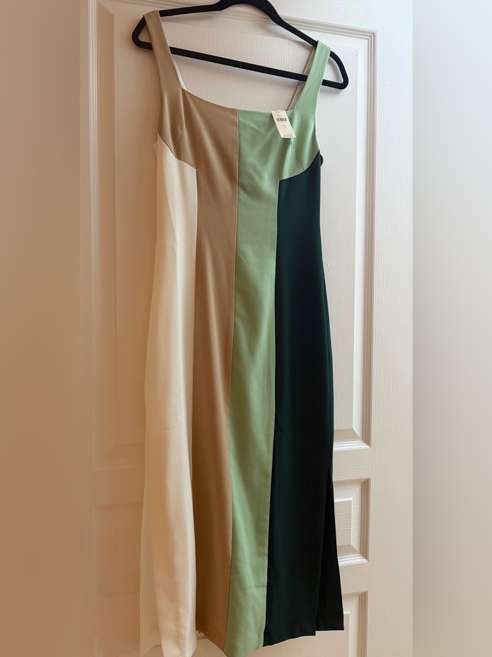 Anthropologie Colorblock Dress in Sage, Black & Beige